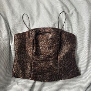 Vintage 90s Leopard Print Corset Top